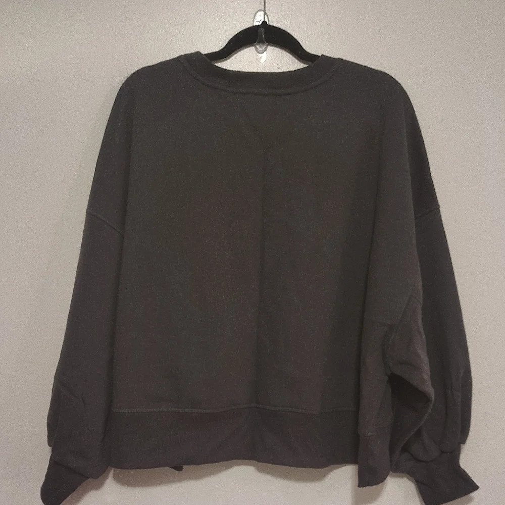 Zenana Charcoal Balloon Sleeve Sweatshirt Oversized Pullover Sizes:‎ S–3X